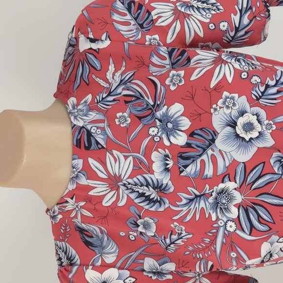 Tokito Womens Dress Size 6 Pink Grey Floral Short Sleeve Fit & Flare Keyhole NEW - Picture 6 of 16